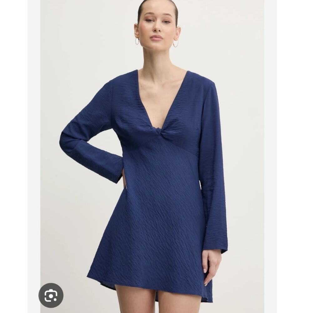 Abercrombie and Fitch blue A line mini dress plunge V neck XL